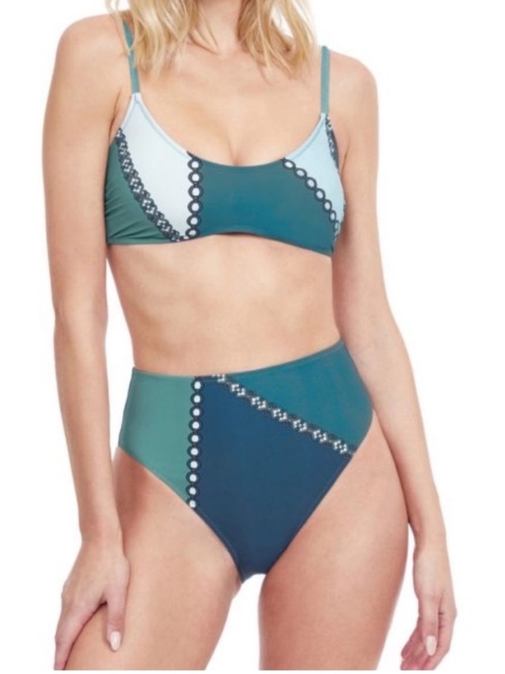 Gottex 14 Bikini 2-piece Modern Shades Chains Set in Multi Blue Moderate NWT